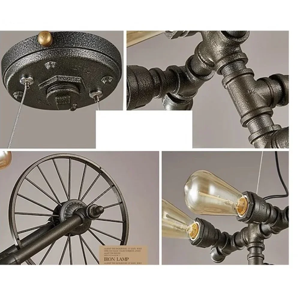 Hanging Bicycle Chandelier / Wall Light Rustic Decor & Industrial Art